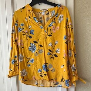 Old Navy Yellow Floral Blouse